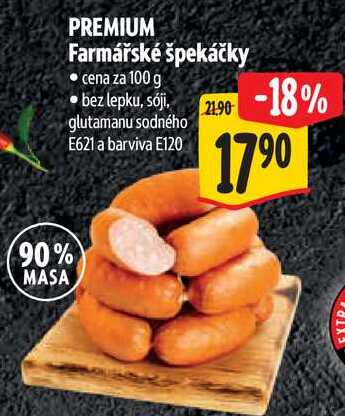 PREMIUM Farmářské špekáčky, cena za 100 g 