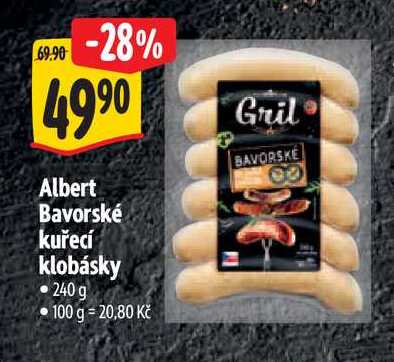 Albert Bavorské kuřecí klobásky, 240 g 