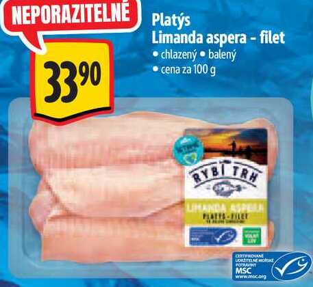 Platýs Limanda aspera - filet, cena za 100 g