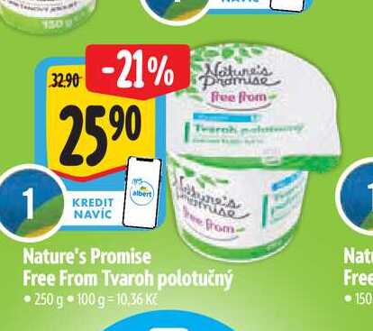  Nature's Promise Free From Tvaroh polotučný 250 g  