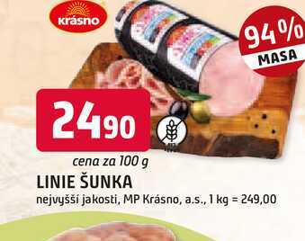 LINIE ŠUNKA nejvyšší jakosti, MP Krásno, 100g