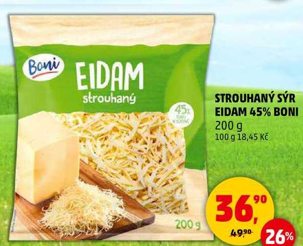 STROUHANÝ SÝR EIDAM 45% BONI, 200 g 