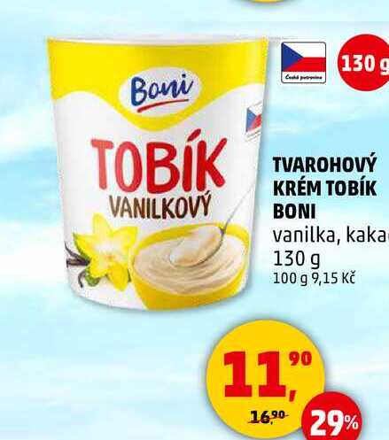 TVAROHOVÝ KRÉM TOBÍK BONI vanilka, kakao, 130 g  