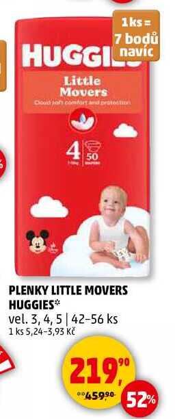 PLENKY LITTLE MOVERS HUGGIES vel. 3, 4, 5, 42-56 ks 