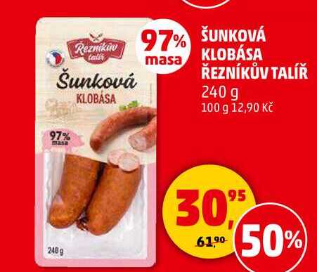 ŠUNKOVÁ KLOBÁSA ŘEZNÍKŮV TALÍŘ, 240 g 