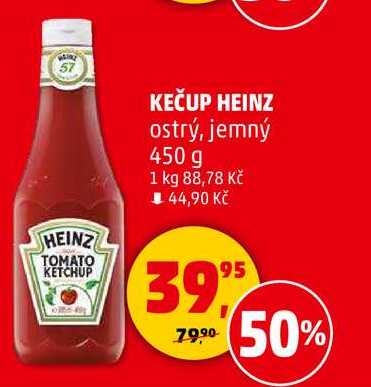 KEČUP HEINZ ostrý, jemný, 450 g 