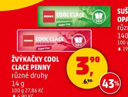 ŽVÝKAČKY COOL CLACE PENNY různé druhy, 14 g 