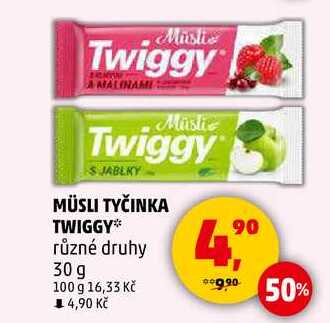 MÜSLI TYČINKA TWIGGY různé druhy, 30 g 