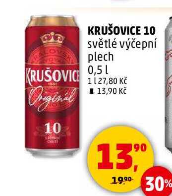 KRUŠOVICE 10 světlé výčepní plech, 0,5 l