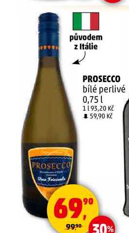 PROSECCO bílé perlivé, 0,75 l