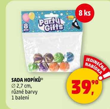 SADA HOPÍKŮ 2,7 cm, různé barvy, 1 balení 