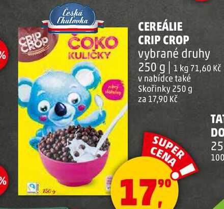 CEREÁLIE ČOKO CRIP CROP KULIČKY vybrané druhy, 250 g 