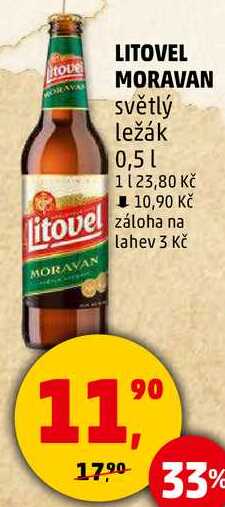 LITOVEL MORAVAN světlý ležák, 0,5 l