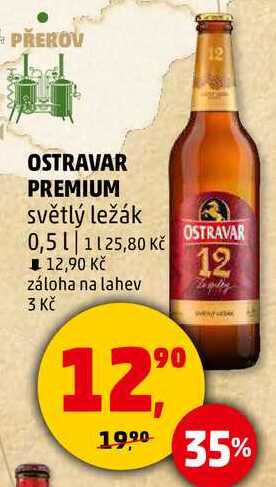 OSTRAVAR PREMIUM světlý ležák, 0,5 l