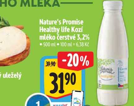 Nature's Promise Healthy life Kozí mléko čerstvé 3,2%  500 ml