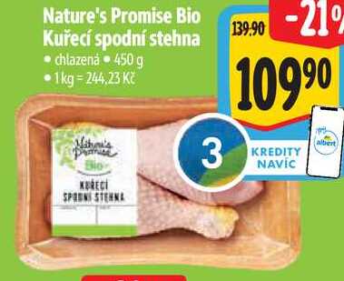 Nature's Promise Bio Kuřecí spodní stehna, 450 g