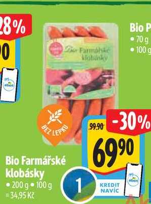Bio Farmářské klobásky, 200 g