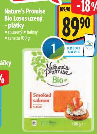 Nature's Promise Bio Losos uzený - plátky, cena za 100 g