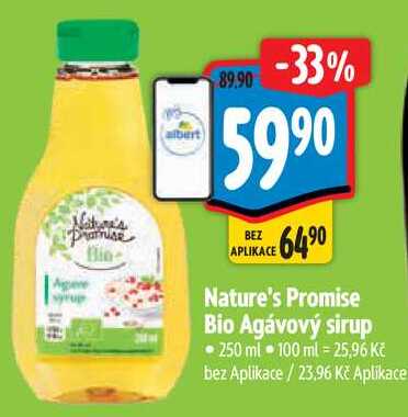 Nature's Promise Bio Agávový sirup, 250 ml 