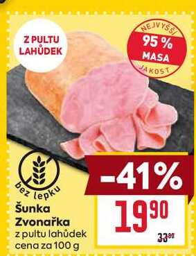 Šunka Zvonařka z pultu lahůdek cena za 100 g 