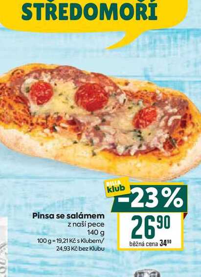 Pinsa se salámem z naší pece 140 g 