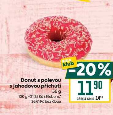 Donut s polevou s jahodovou příchutí 56g