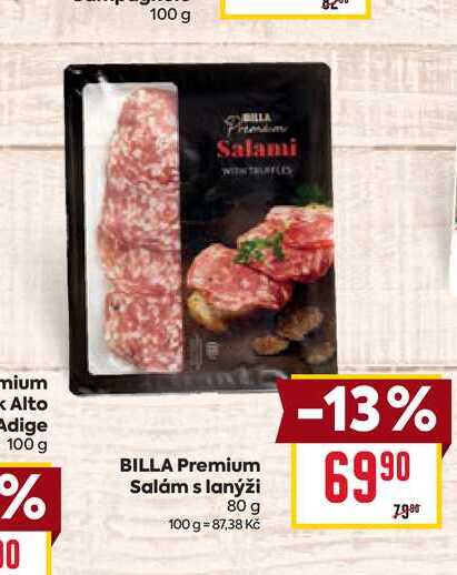 BILLA Premium Salám s lanýži 80 g 