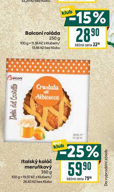 Italský koláč meruňkový 350 g 