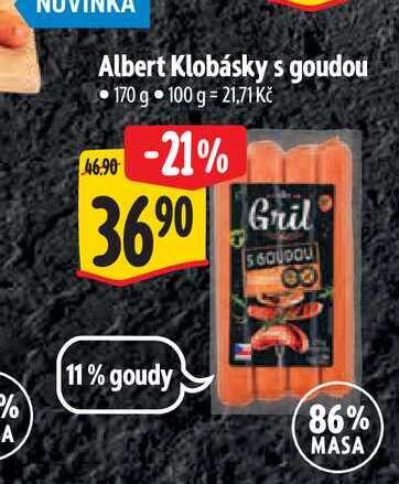  Albert Klobásky s goudou  170 g