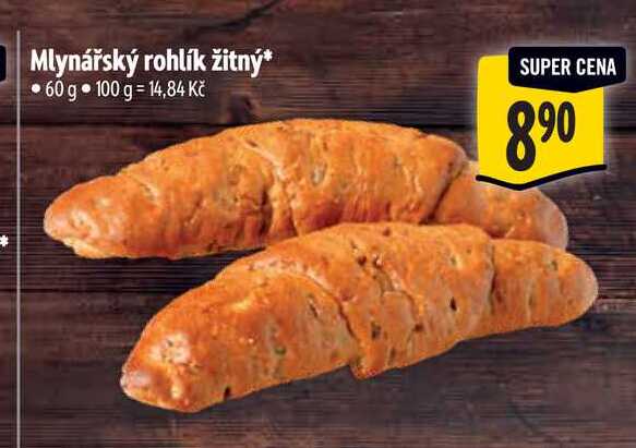 Mlynářský rohlík žitný  60 g  
