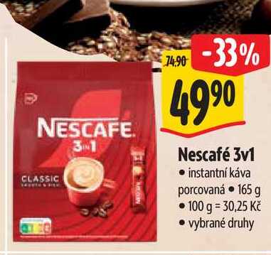  Nescafé 3v1 instantní káva porcovaná 165 g  