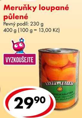 Meruňky loupané půlené, 400 g 