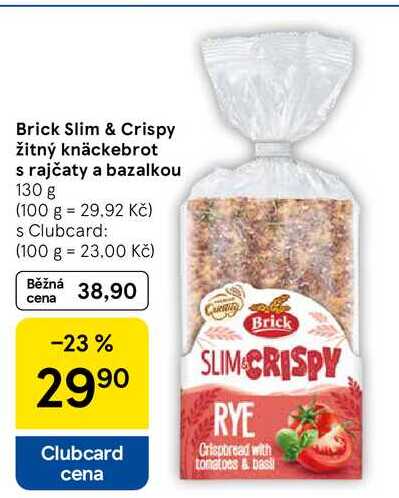 Brick Slim & Crispy žitný knäckebrot s rajčaty a bazalkou, 130 g 
