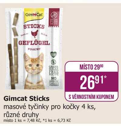 Gimcat Sticks masové tyčinky pro kočky 4 ks, různé druhy 