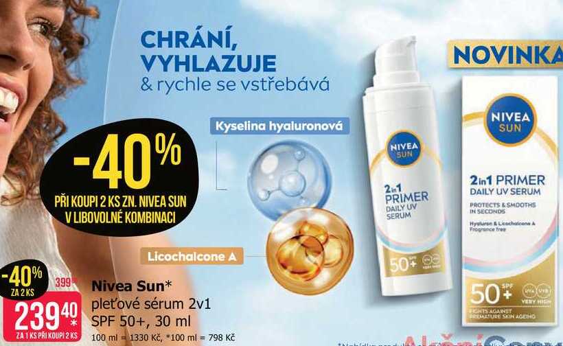 Nivea Sun pleťové sérum 2v1 SPF 50+, 30 ml 