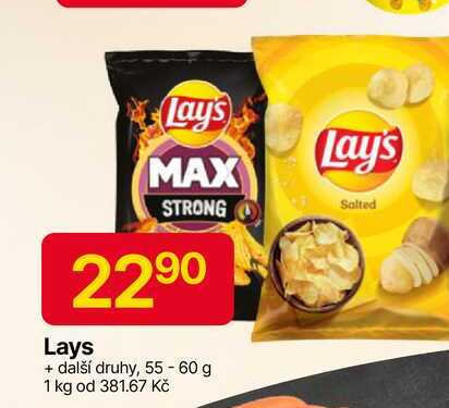 Lay's chips 60g, vybrané druhy