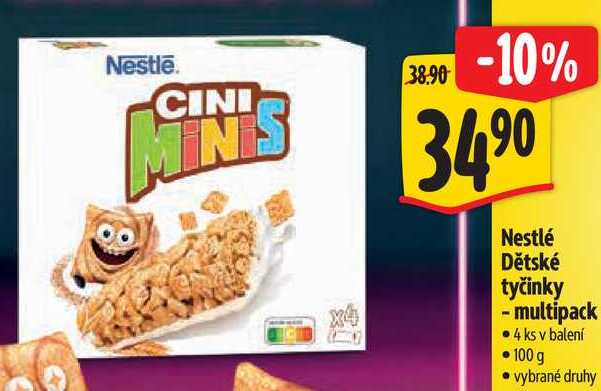 Nestlé Dětské tyčinky multipack 4 ks, 100 g 