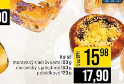 Koláč moravský s borůvkami 100 g moravský s jahodami 100 g pohádkový 120 g 