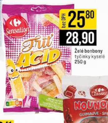 Želé bonbony tyčinky kyselé 250g 