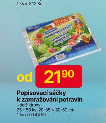 Popisovací sáčky k zamražování potravin +další druhy 25 ks, 20x30 cm 