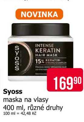 Syoss maska na vlasy 400 ml, různé druhy 