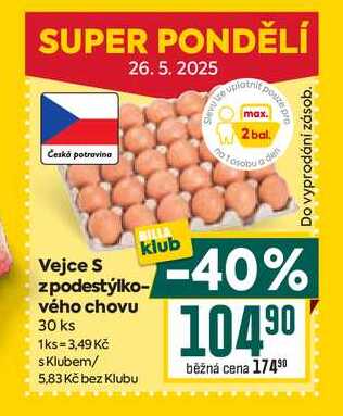 Vejce S zpodestýlko- vého chovu 30 ks 