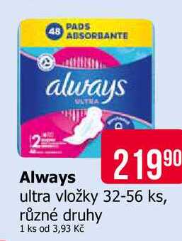 Always ultra vložky 32-56 ks, různé druhy
