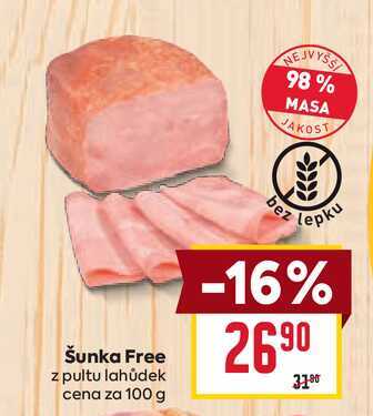 Šunka Free z pultu lahůdek cena za 100 g 