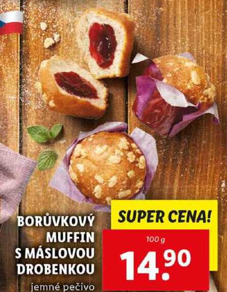 BORŮVKOVÝ MUFFIN S MÁSLOVOU DROBENKOU, 100 g