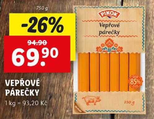Vepřové párečky, 750 g