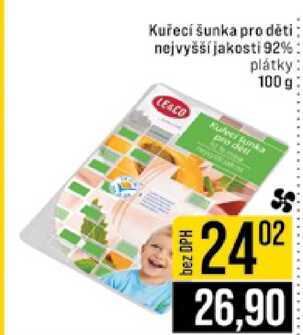 Kuřecí šunka pro děti nejvyšší jakosti 92 % plátky 100 g