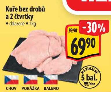 Kuře bez drobů a 2 čtvrtky, 1 kg