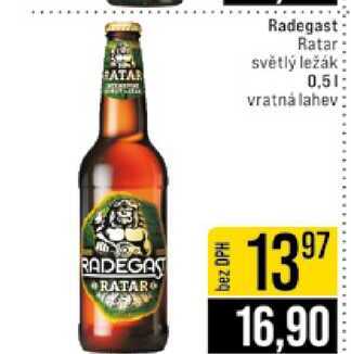Radegast Ratar světlý ležák 0,5l