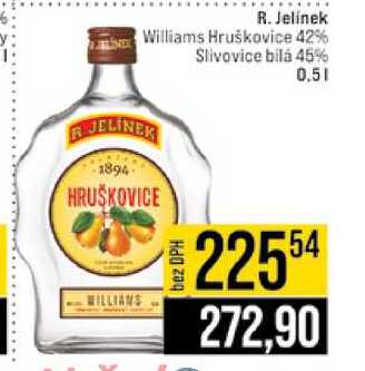 R. Jelinek Williams Hruškovice 42% Slivovice bila 45% 0.5l